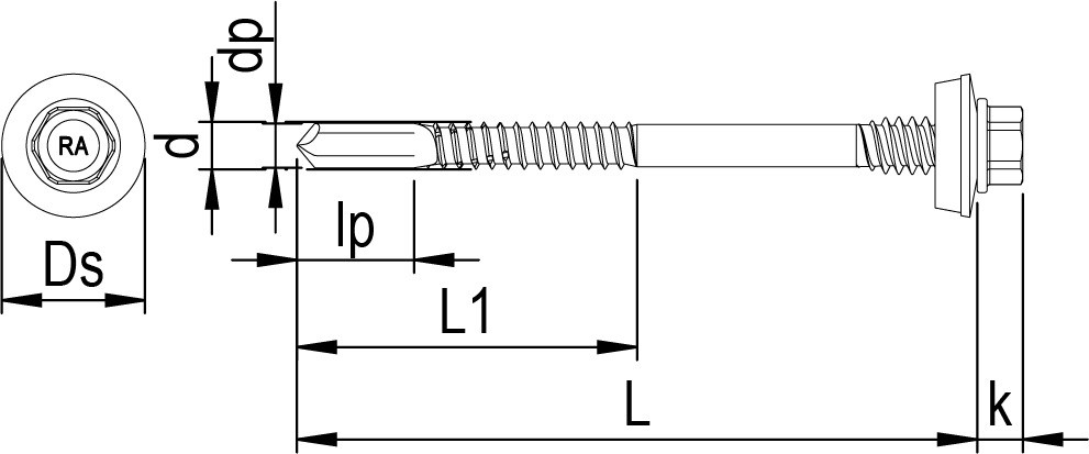 RP-K12-P Sandwich-Bohrschraube, Sechskantkopf mit angepresster